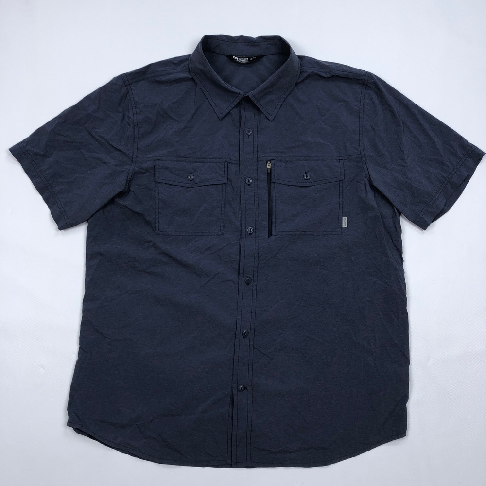 Outdoor Research Way Station Shirt Mens XL Blue Short Sleeve Hiking 279958